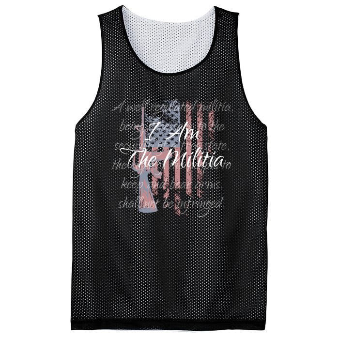 I Am The Militia Pro 2nd Amendment Proud American Flag Gift Mesh Reversible Basketball Jersey Tank