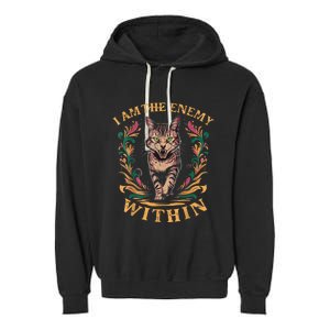 I Am The Enemy Within Angry Cat Usa Vote For Change President Garment-Dyed Fleece Hoodie