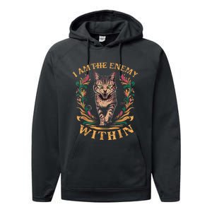 I Am The Enemy Within Angry Cat Usa Vote For Change President Performance Fleece Hoodie