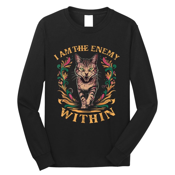 I Am The Enemy Within Angry Cat Usa Vote For Change President Long Sleeve Shirt