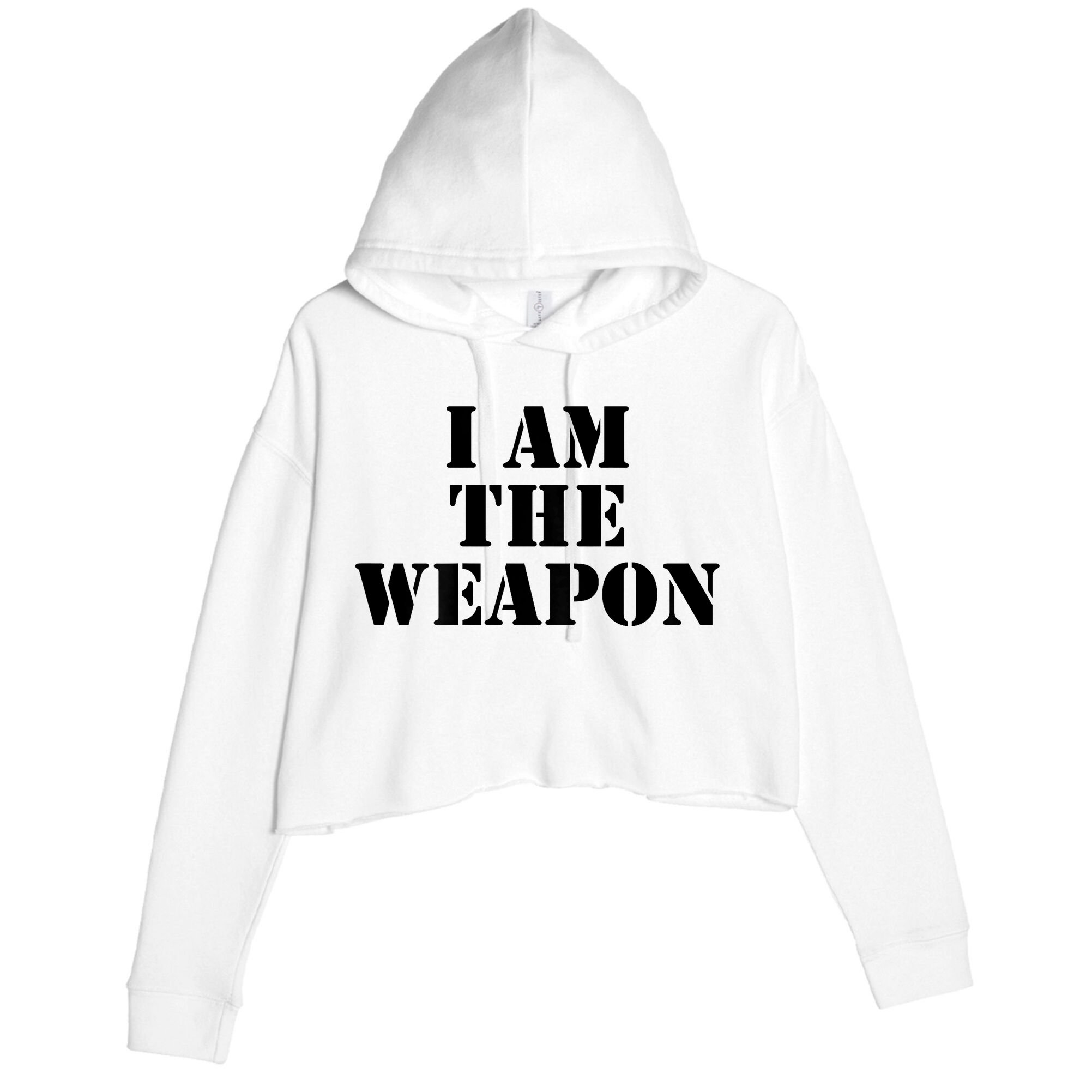 I Am The Weapon Hands OFF Protest  Crop Fleece Hoodie