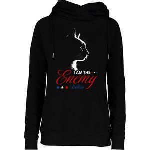 I Am The Enemy Within Cat Ladies Kamala Harris 2024 Womens Funnel Neck Pullover Hood