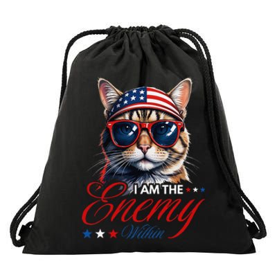 I Am The Enemy Within Cat Ladies Kamala Harris 2024 Drawstring Bag