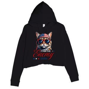 I Am The Enemy Within Cat Ladies Kamala Harris 2024 Crop Fleece Hoodie