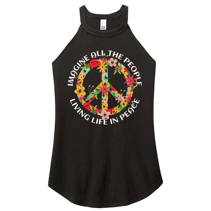 Imagine All The People Living Life In Peace Women's Perfect Tri Rocker Tank