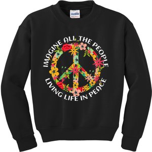 Imagine All The People Living Life In Peace Kids Sweatshirt