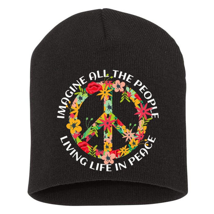 Imagine All The People Living Life In Peace Short Acrylic Beanie