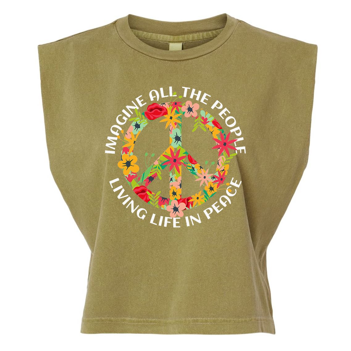 Imagine All The People Living Life In Peace Garment-Dyed Women's Muscle Tee
