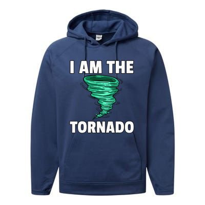 I Am The Storm Twister Tornado Hurricane Meteorologist Performance Fleece Hoodie