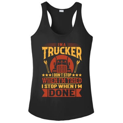 I'm A Trucker Funny Truck Driver Father Gift Ladies PosiCharge Competitor Racerback Tank