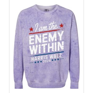 I Am The Enemy Within Harris Walz 2024 American Colorblast Crewneck Sweatshirt