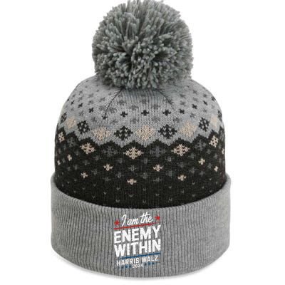 I Am The Enemy Within Harris Walz 2024 American The Baniff Cuffed Pom Beanie