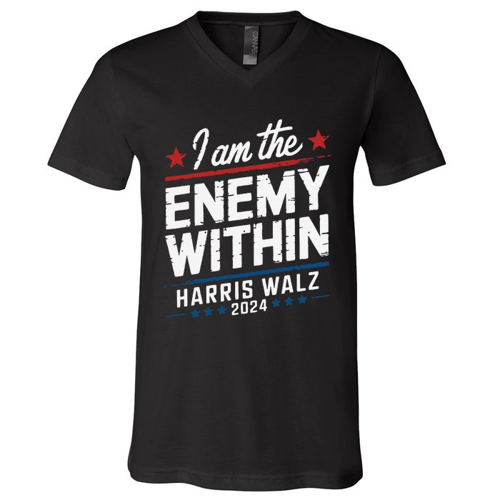 I Am The Enemy Within Harris Walz 2024 American V-Neck T-Shirt