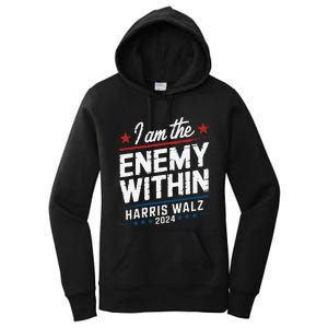 I Am The Enemy Within Harris Walz 2024 American Women's Pullover Hoodie