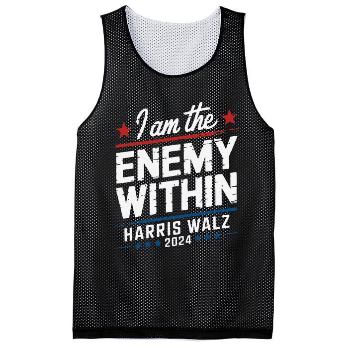 I Am The Enemy Within Harris Walz 2024 American Mesh Reversible Basketball Jersey Tank