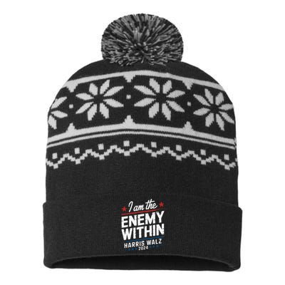 I Am The Enemy Within Harris Walz 2024 American USA-Made Snowflake Beanie