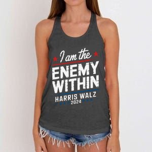 I Am The Enemy Within Harris Walz 2024 American Women's Knotted Racerback Tank