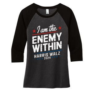 I Am The Enemy Within Harris Walz 2024 American Women's Tri-Blend 3/4-Sleeve Raglan Shirt