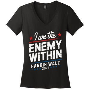 I Am The Enemy Within Harris Walz 2024 American Women's V-Neck T-Shirt