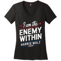 I Am The Enemy Within Harris Walz 2024 American Women's V-Neck T-Shirt