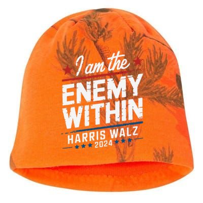 I Am The Enemy Within Harris Walz 2024 American Kati - Camo Knit Beanie