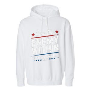 I Am The Enemy Within Harris Walz 2024 American Garment-Dyed Fleece Hoodie