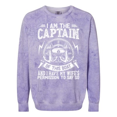 I Am The Captain Of This Boat Funny Boating Gift Colorblast Crewneck Sweatshirt