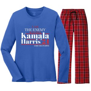 I Am The Enemy Within Kamala Harris Anti Trump Women's Long Sleeve Flannel Pajama Set 