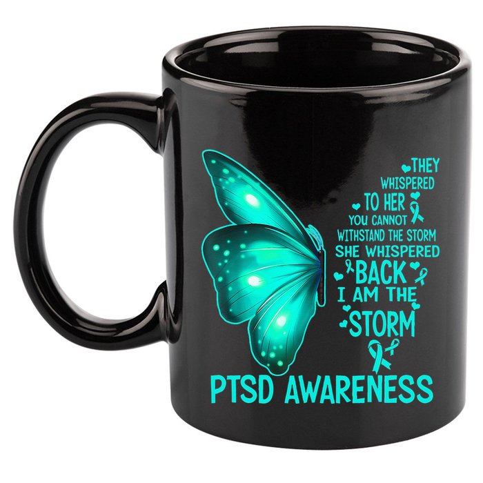 I Am The Storm PTSD Awareness Butterfly 11oz C Handle Ceramic Mug