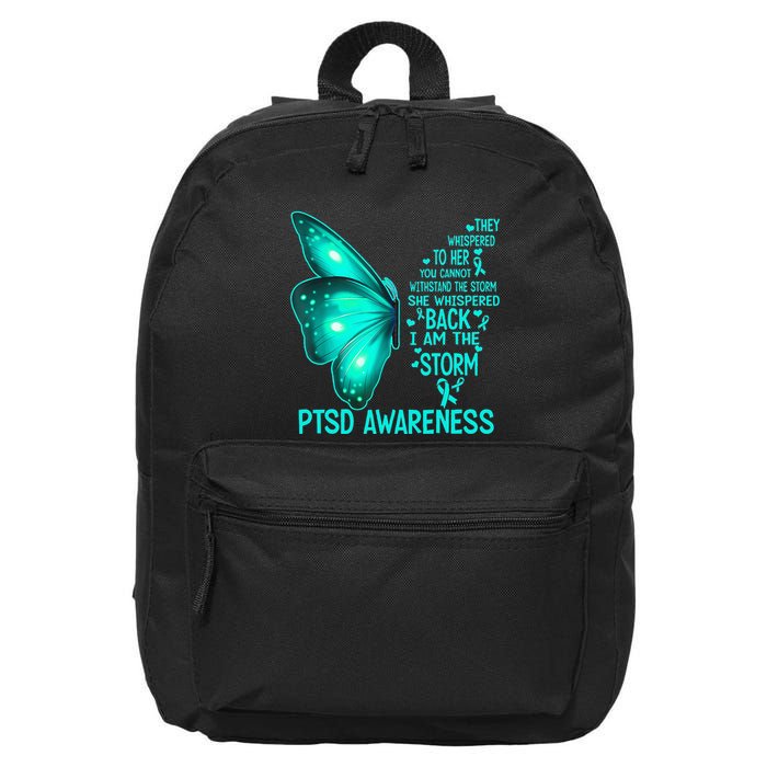 I Am The Storm PTSD Awareness Butterfly 16 in Basic Backpack