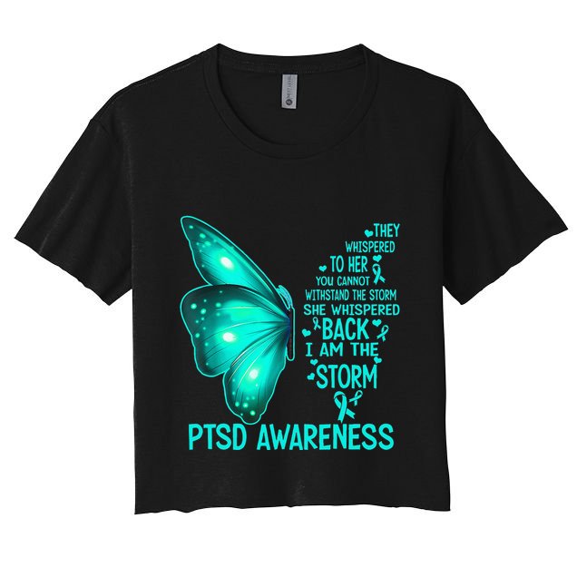I Am The Storm PTSD Awareness Butterfly Crop Top