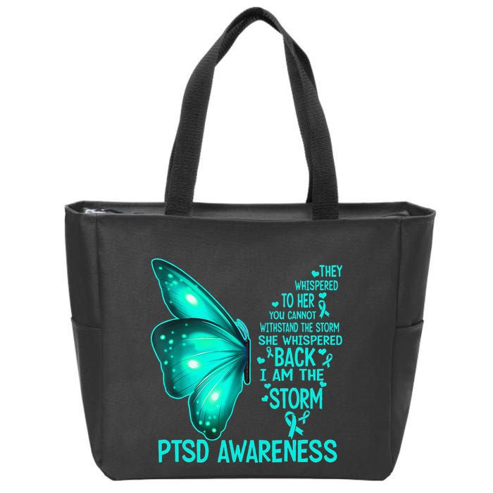 I Am The Storm PTSD Awareness Butterfly Zip Tote Bag