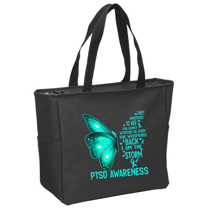 I Am The Storm PTSD Awareness Butterfly Zip Tote Bag