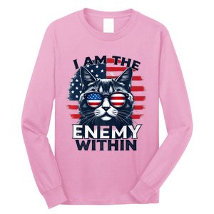 I Am The Enemy Within Patriotic Cat Harris Walz 2024 Long Sleeve Shirt