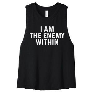 I Am The Enemy Within Simple Cute Design Women's Racerback Cropped Tank