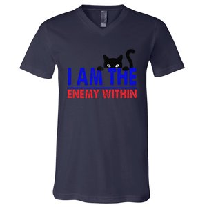 I Am The Enemy Within Cat Kamala Harris 2024 V-Neck T-Shirt