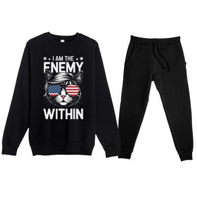 I Am The Enemy Within Funny Cat Lovers Premium Crewneck Sweatsuit Set