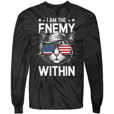 I Am The Enemy Within Funny Cat Lovers Tie-Dye Long Sleeve Shirt