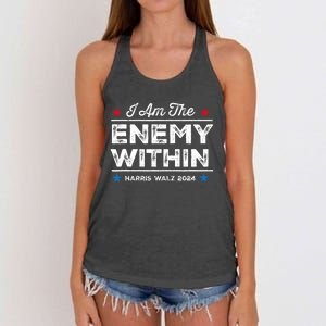 I Am The Enemy Within Harris Walz 2024 Merch Women's Knotted Racerback Tank