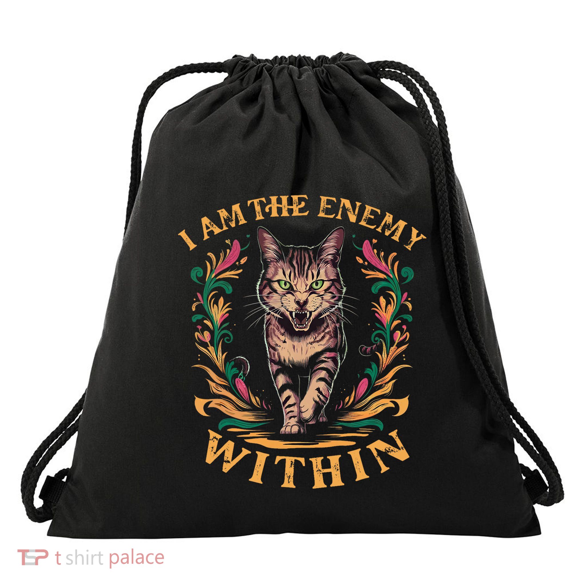 I Am The Enemy Within Drawstring Bag