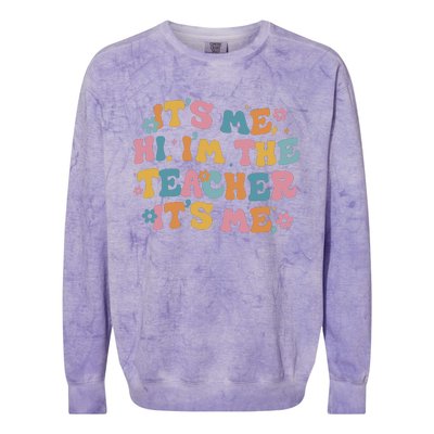 I Am Teacher It's Me Boho Groovy Colorblast Crewneck Sweatshirt