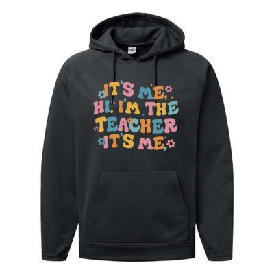 I Am Teacher It's Me Boho Groovy Performance Fleece Hoodie