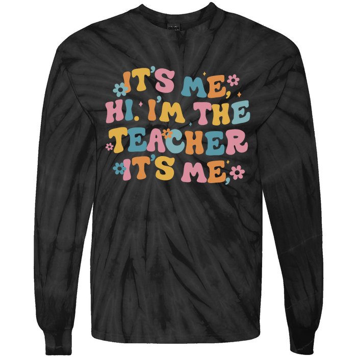 I Am Teacher It's Me Boho Groovy Tie-Dye Long Sleeve Shirt