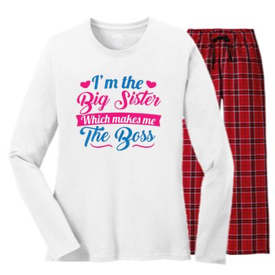 I Am The Big Sister For Girls Or Adults Novelty Gift Women's Long Sleeve Flannel Pajama Set 