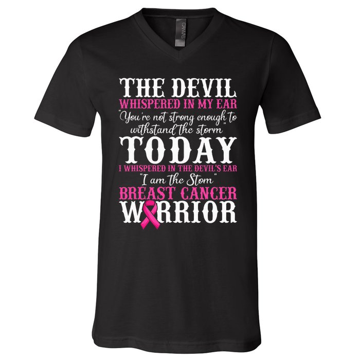 I Am The Storm Breast Cancer Warrior Pink Breast Cancer V-Neck T-Shirt