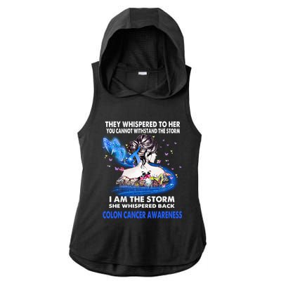 I Am The Storm Colon Cancer Awareness Gift Ladies PosiCharge Tri-Blend Wicking Draft Hoodie Tank