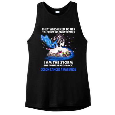 I Am The Storm Colon Cancer Awareness Gift Ladies PosiCharge Tri-Blend Wicking Tank