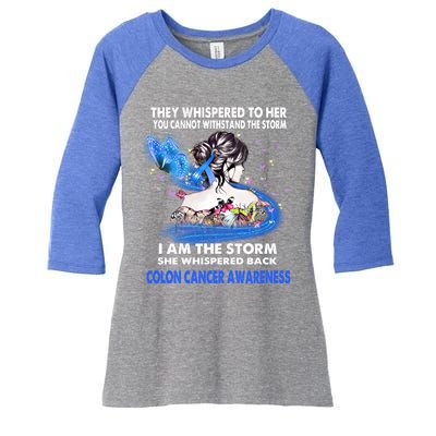 I Am The Storm Colon Cancer Awareness Gift Women's Tri-Blend 3/4-Sleeve Raglan Shirt