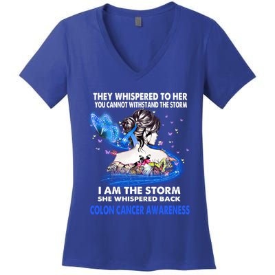 I Am The Storm Colon Cancer Awareness Gift Women's V-Neck T-Shirt