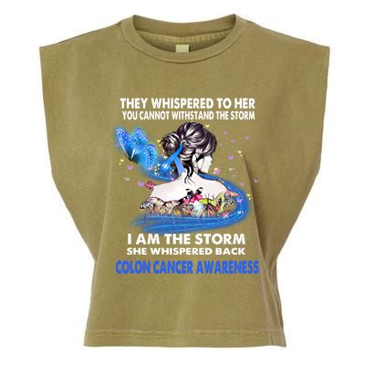 I Am The Storm Colon Cancer Awareness Gift Garment-Dyed Women's Muscle Tee